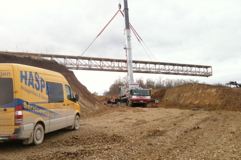 Einbau einer Bandbrücke im Steinbruch MSW in Mönsheim